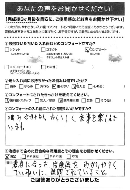 コンプリートご利用者様（男性）アンケート