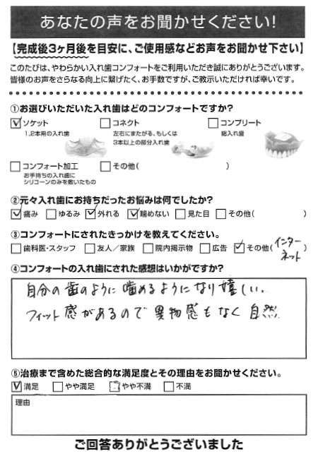 ソケットご利用者様（60代・女性）アンケート