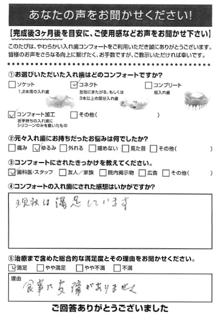 コネクトご利用者様（80代・男性）アンケート