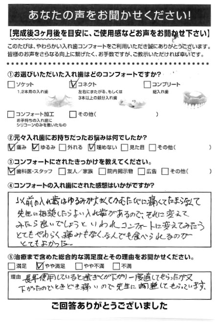 コネクトご利用者様（70代・男性）アンケート