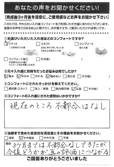 ソケットご利用者様（60代・ 男性）アンケート