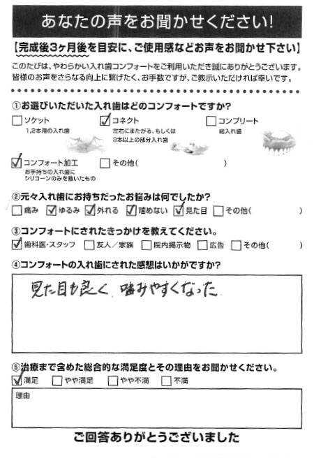 コネクトご利用者様（60代・ 男性）アンケート