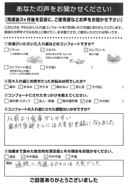 コネクトご利用者様（60代・男性）アンケート