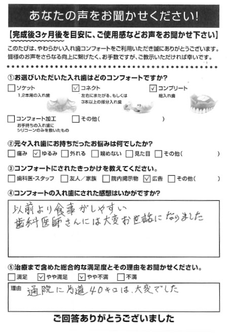 コネクトご利用者様（60代・男性）アンケート