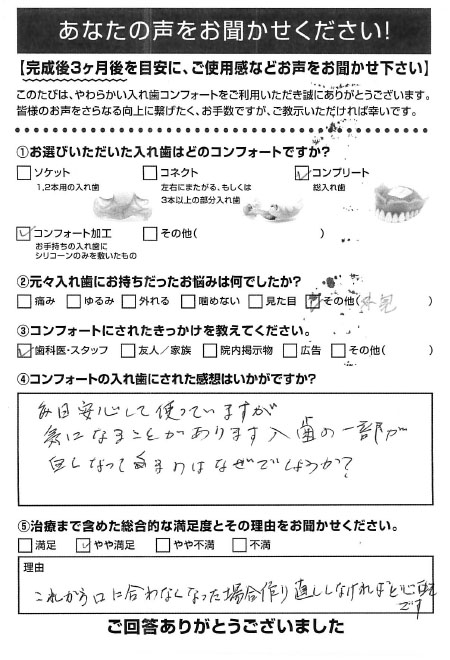 コンプリートご利用者様（70代・女性）アンケート