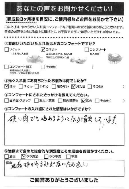 コネクトご利用者様（60代・男性）アンケート