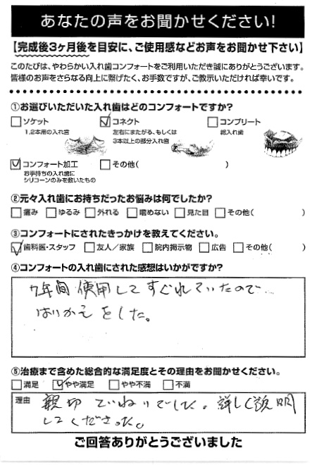 コネクトご利用者様（70代・女性）アンケート