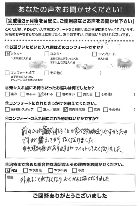 ソケットご利用者様（80代・女性）アンケート