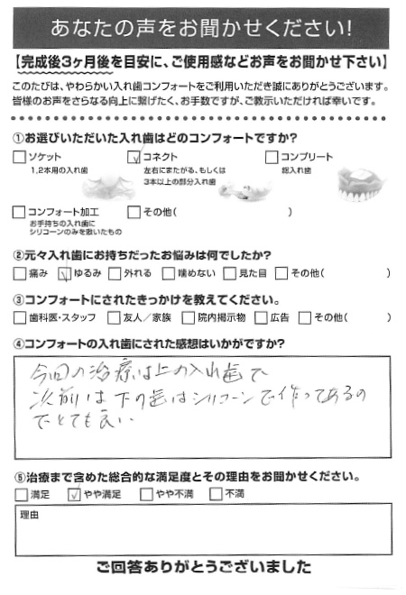 コネクトご利用者様（80代・女性）アンケート