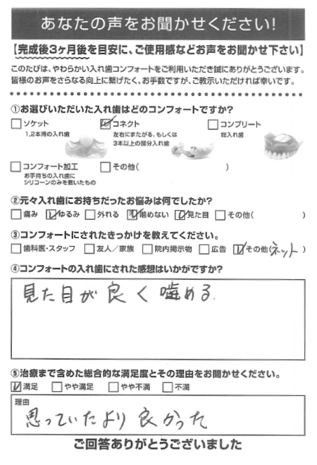 コネクトご利用者様（50代・男性）アンケート