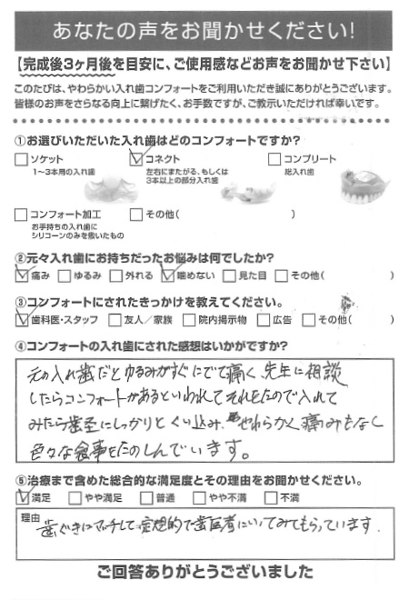 コネクトご利用者様（70代・男性）アンケート