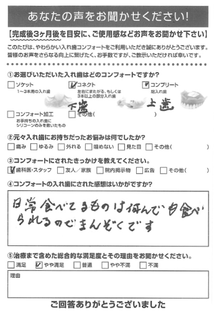 コンプリートご利用者様（80代・女性）アンケート