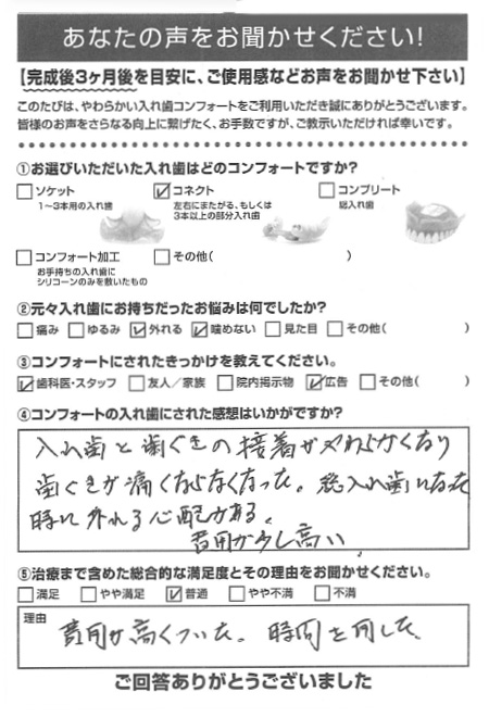 コネクトご利用者様（60代・男性）アンケート