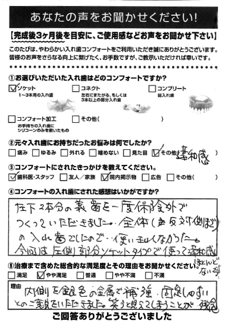 ソケットご利用者様（60代・女性）アンケート