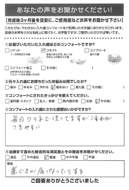 コネクトご利用者様（80代・女性）アンケート